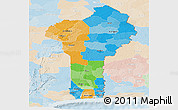 Political Panoramic Map of Benin, lighten