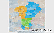 Political Panoramic Map of Benin, lighten, semi-desaturated