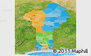 Political Panoramic Map of Benin, satellite outside, bathymetry sea