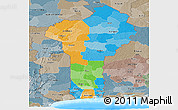 Political Panoramic Map of Benin, semi-desaturated, land only