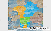 Political Panoramic Map of Benin, semi-desaturated