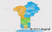 Political Panoramic Map of Benin, single color outside