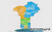 Political Panoramic Map of Benin, single color outside, satellite sea