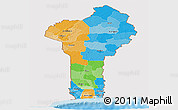 Political Panoramic Map of Benin, single color outside, shaded relief sea