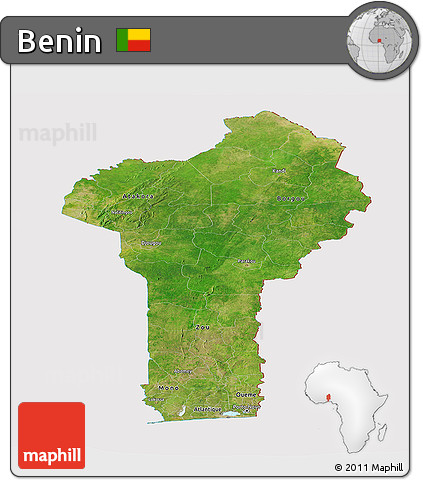 Satellite Panoramic Map of Benin, cropped outside
