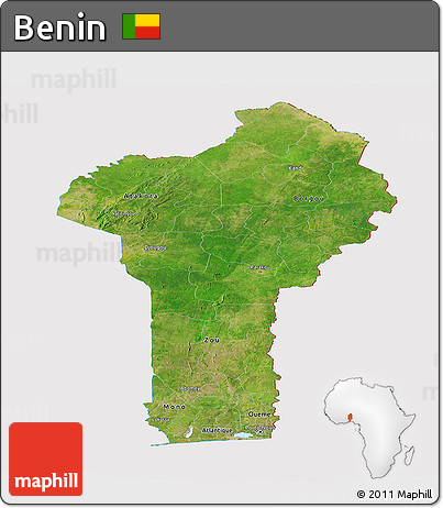 Satellite Panoramic Map of Benin, cropped outside
