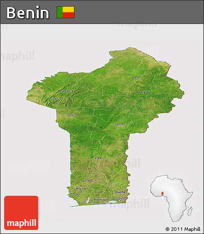 Satellite Panoramic Map of Benin, cropped outside