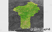 Satellite Panoramic Map of Benin, darken, desaturated