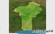 Satellite Panoramic Map of Benin, darken, land only