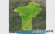 Satellite Panoramic Map of Benin, darken, semi-desaturated, land only