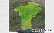 Satellite Panoramic Map of Benin, darken, semi-desaturated