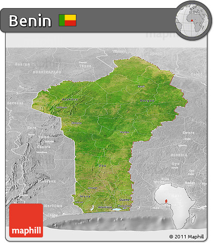 Satellite Panoramic Map of Benin, lighten, desaturated