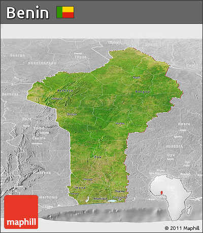 Satellite Panoramic Map of Benin, lighten, desaturated
