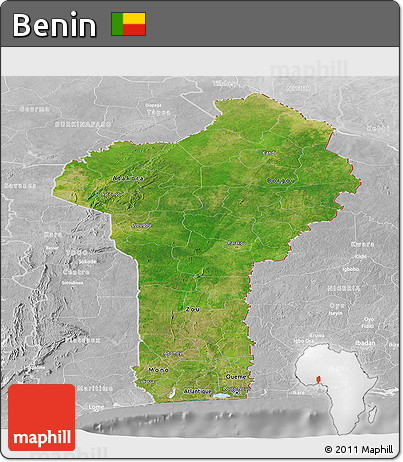 Satellite Panoramic Map of Benin, lighten, desaturated