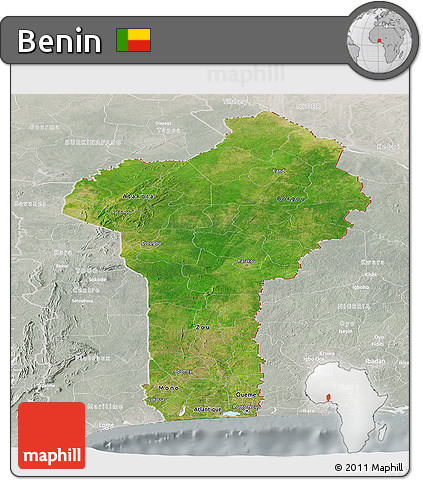 Satellite Panoramic Map of Benin, lighten, semi-desaturated
