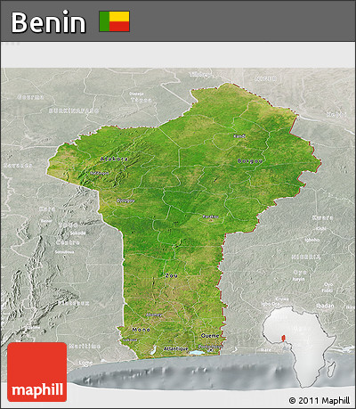 Satellite Panoramic Map of Benin, lighten, semi-desaturated