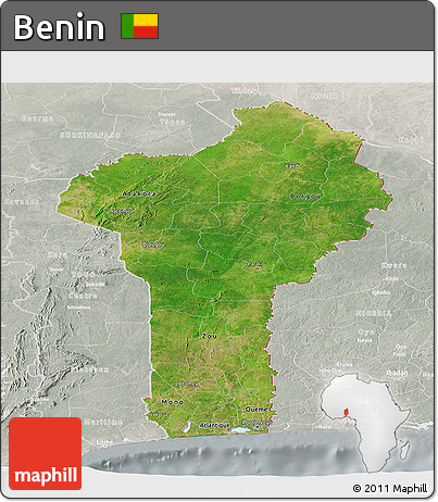 Satellite Panoramic Map of Benin, lighten, semi-desaturated