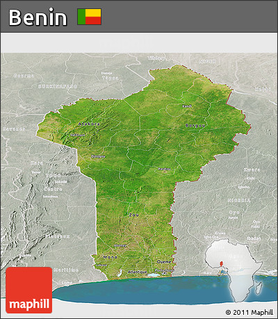 Satellite Panoramic Map of Benin, lighten, semi-desaturated, land only