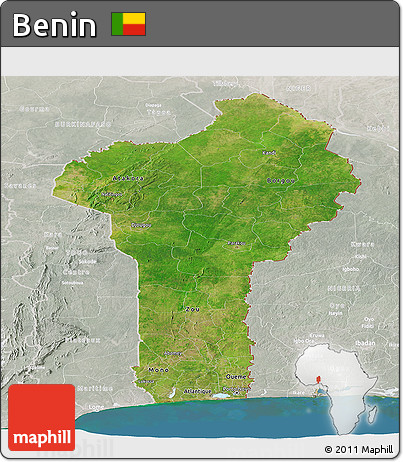 Satellite Panoramic Map of Benin, lighten, semi-desaturated, land only