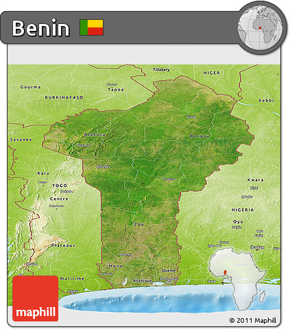 Satellite Panoramic Map of Benin, physical outside