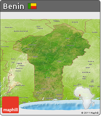 Satellite Panoramic Map of Benin, physical outside