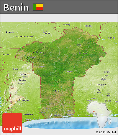 Satellite Panoramic Map of Benin, physical outside