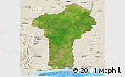 Satellite Panoramic Map of Benin, shaded relief outside