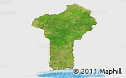 Satellite Panoramic Map of Benin, single color outside, bathymetry sea, shaded relief sea