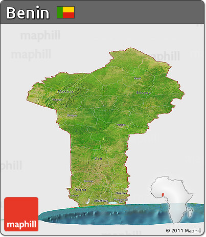 Satellite Panoramic Map of Benin, single color outside