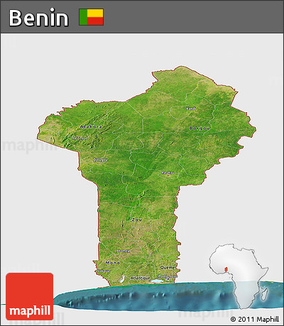 Satellite Panoramic Map of Benin, single color outside