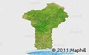 Satellite Panoramic Map of Benin, single color outside, shaded relief sea