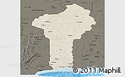 Shaded Relief Panoramic Map of Benin, darken, land only