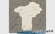 Shaded Relief Panoramic Map of Benin, darken