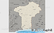Shaded Relief Panoramic Map of Benin, darken, semi-desaturated, land only