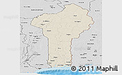 Shaded Relief Panoramic Map of Benin, desaturated, land only
