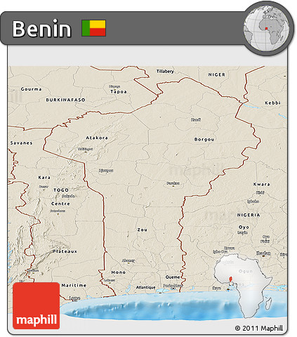 Shaded Relief Panoramic Map of Benin