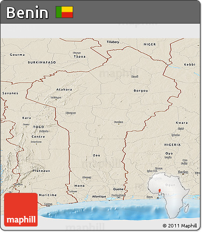 Shaded Relief Panoramic Map of Benin