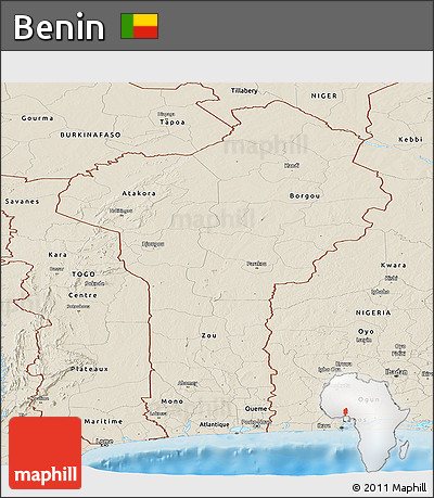 Shaded Relief Panoramic Map of Benin