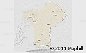 Shaded Relief Panoramic Map of Benin, lighten, desaturated