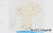 Shaded Relief Panoramic Map of Benin, lighten, semi-desaturated, land only