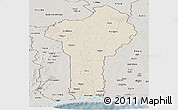 Shaded Relief Panoramic Map of Benin, semi-desaturated