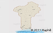 Shaded Relief Panoramic Map of Benin, single color outside