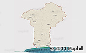Shaded Relief Panoramic Map of Benin, single color outside, satellite sea