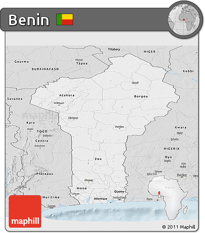 Silver Style Panoramic Map of Benin