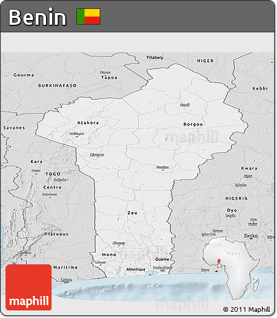 Silver Style Panoramic Map of Benin