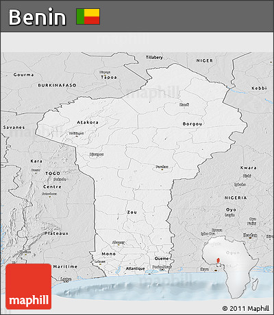 Silver Style Panoramic Map of Benin