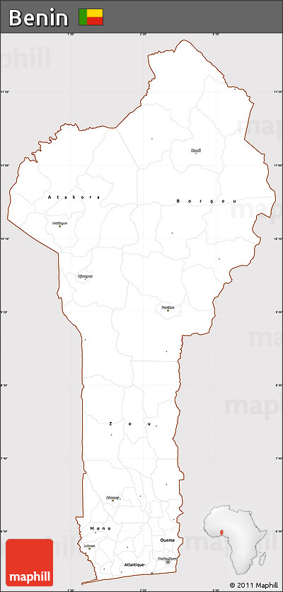 Classic Style Simple Map of Benin, cropped outside