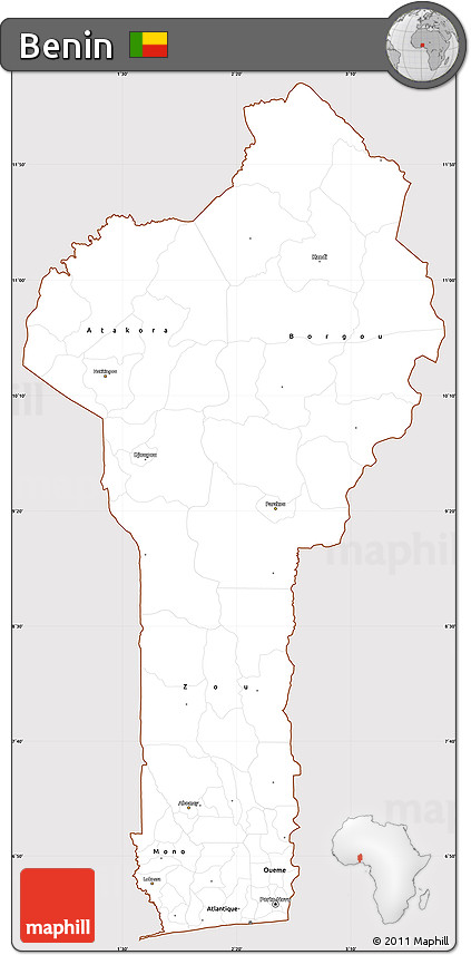 Classic Style Simple Map of Benin, cropped outside