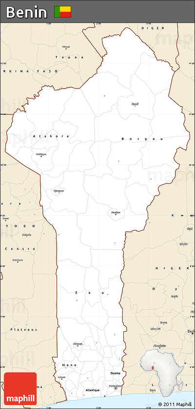 Classic Style Simple Map of Benin