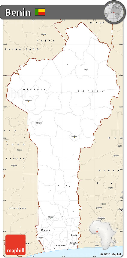 Classic Style Simple Map of Benin